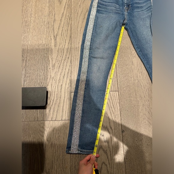 7 FOR ALL MANKIND High Waist Ankle Skinny | Shimmer Stripe | Size 24 - Picture 10 of 14
